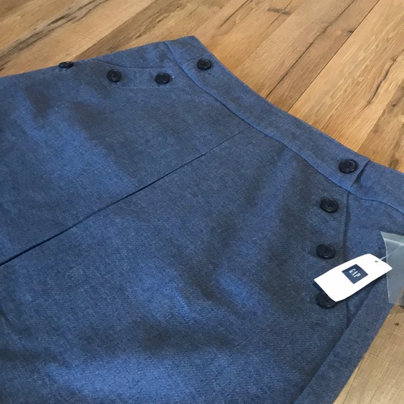 NWT Gap Blue Button Pockets A-Line Skirt Size 10 - Picture 3 of 8